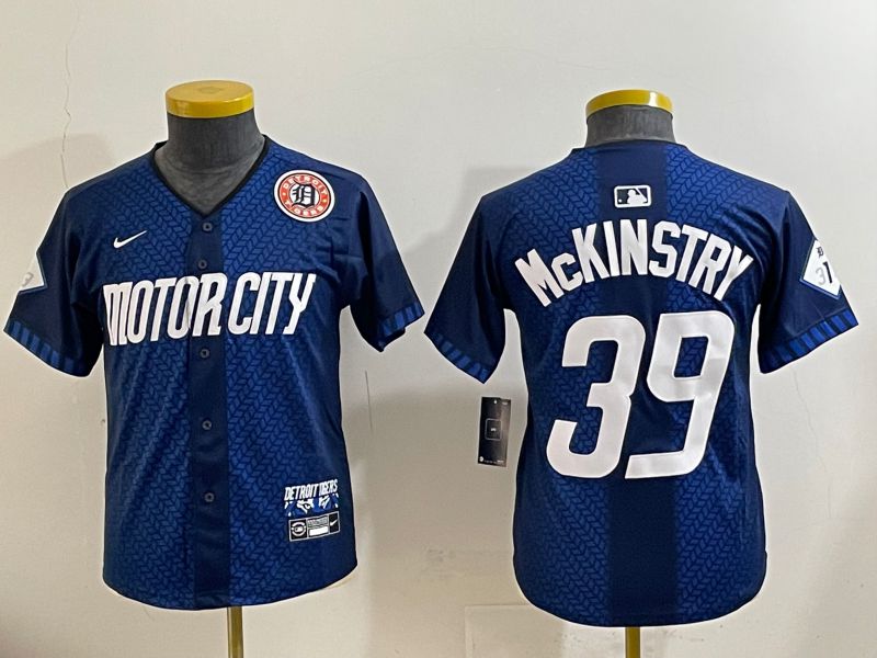 Youth 2025 Detroit Tigers #39 Mckinstry Blue City Edition Nike MLB Jersey style 1